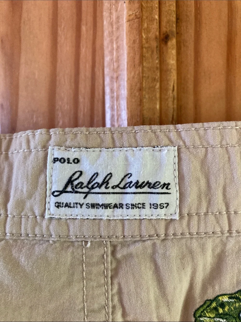 Boys Ralph Lauren Polo tan green frogs swim shorts size XL (20)